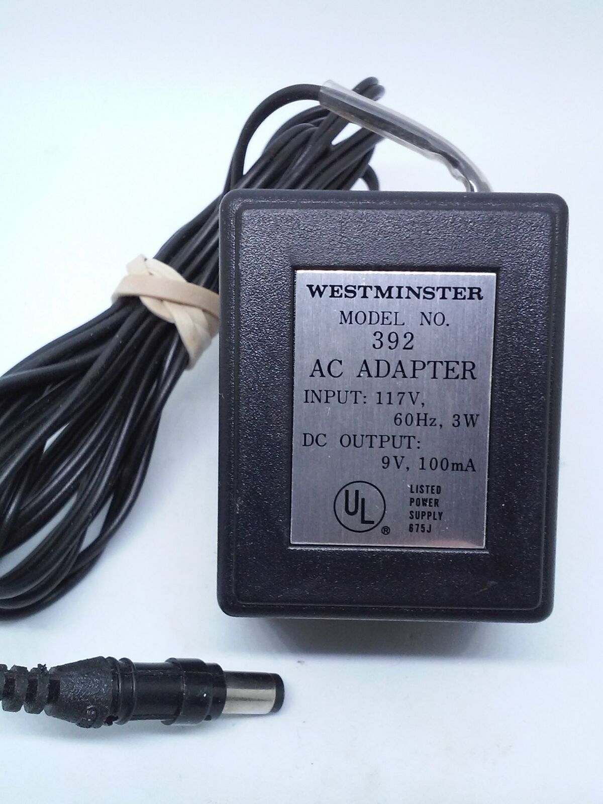 Westminster Model No. 392 AC Adapter 9V 100mA POWER CHARGER